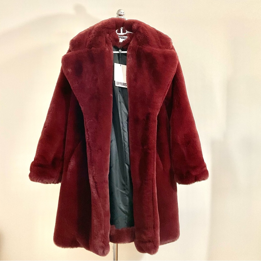 Apparis Stella Faux Fur Coat （Burgandy/Wine Red🍷)